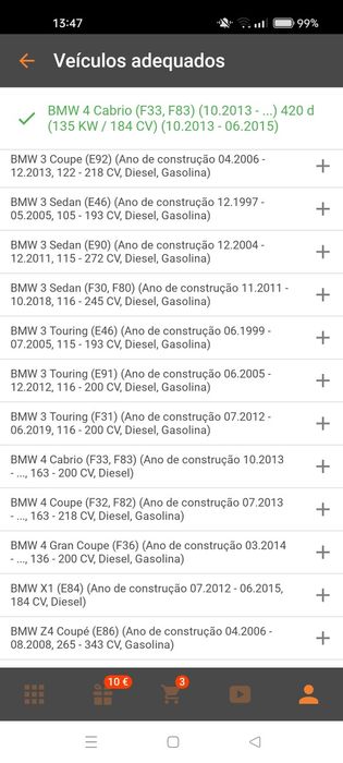 Jogo maxilas travão mão bmw 420d F33