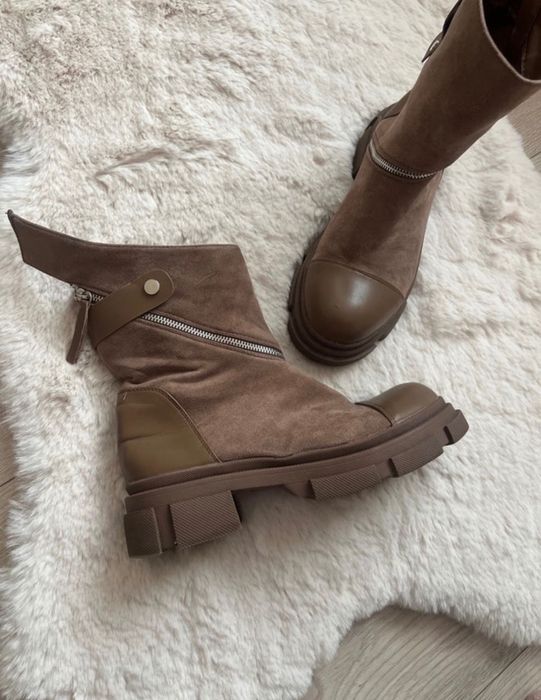 Modne zamszowe botki rozmiar 41