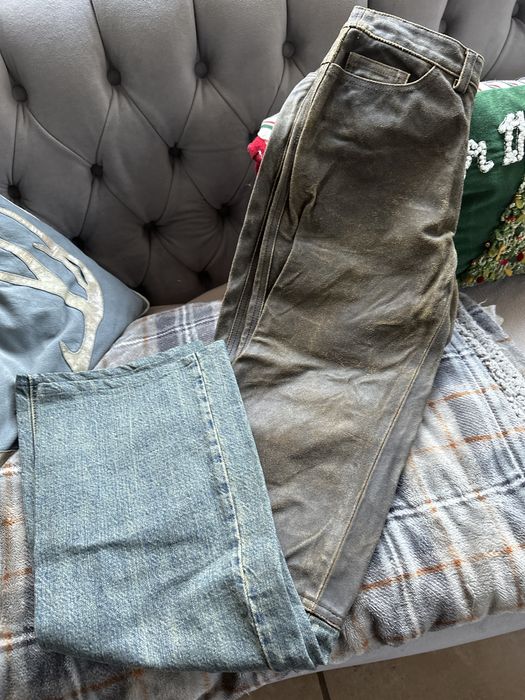 Spodnie Chanel skora i jeans .