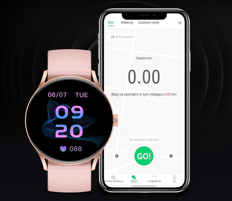 smartwatch gravity różowy gt2-1 pro