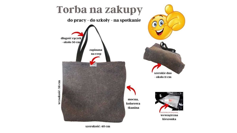 Klasyka, Funkcjonalność i Styl – Torba na zakupy „GREY”