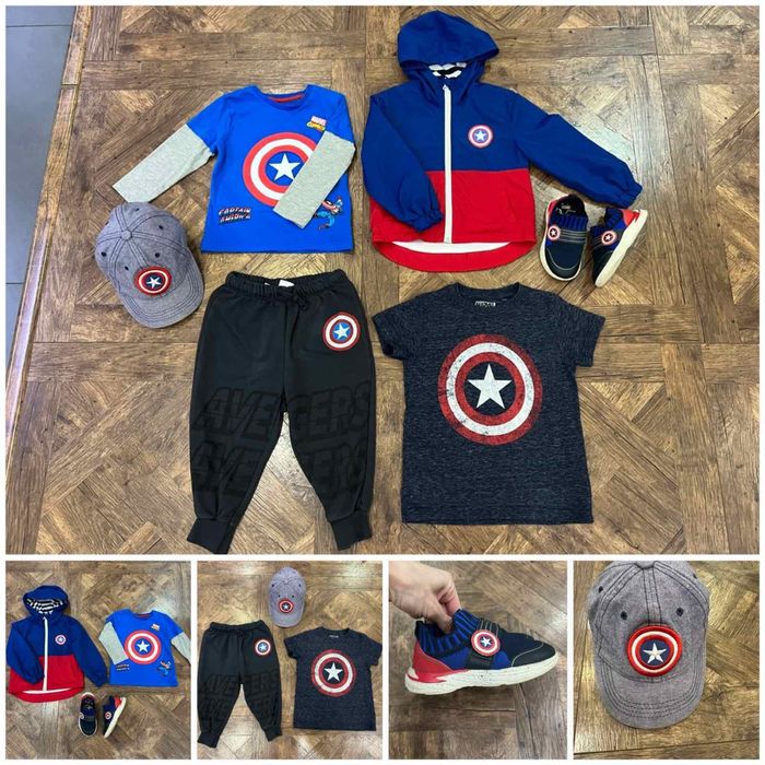 Комплект Zara Marvel,Капітан Америка,костюм,вітровка,кросівки,кепка
