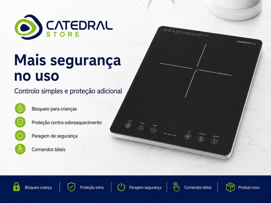 Placa de Indução Vitrocerâmica 2000W MelchioniFamily