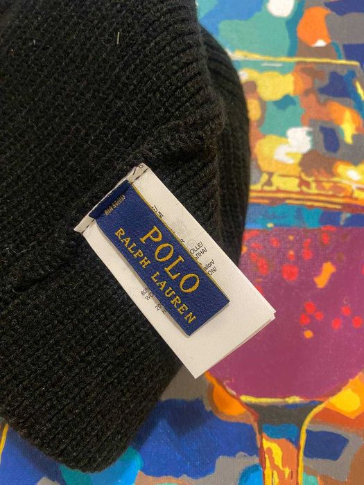 Мужская шапка Polo Ralph Lauren оригинал черная с мишкой