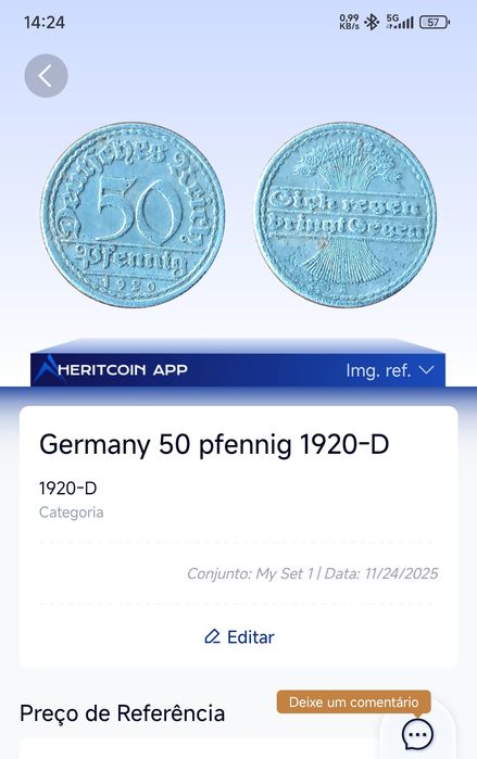 2 Moedas antigas de 1920 e 1921