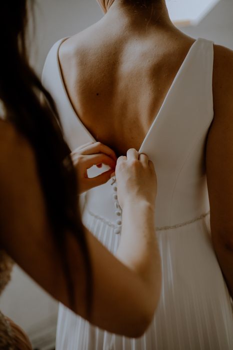 Suknia Ślubna gładka, plisowana, elegancka XS/S