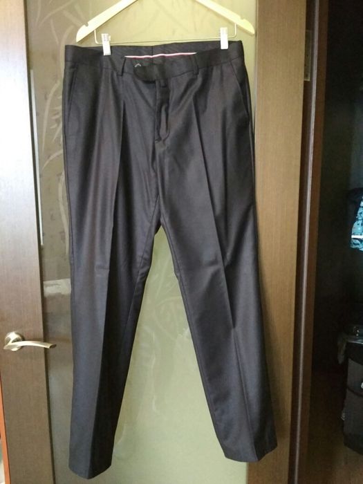 Костюм 46 р. M-L черный классический брюки пиджак
