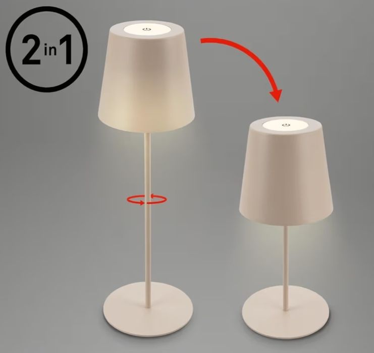 2 szt lampka stołowa LED. Bezprzewodowa, ściemniana, regulowana wysoko