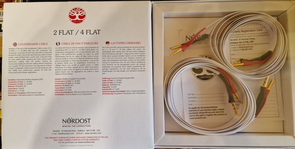 Nordost 2 - Cabo Flat de alta qualidade para colunas de som