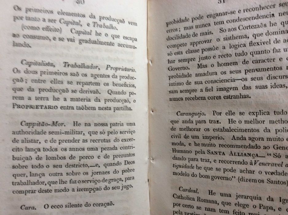 Diccionario d'Algibeira: Filosófico, Político...1828..Edição original.