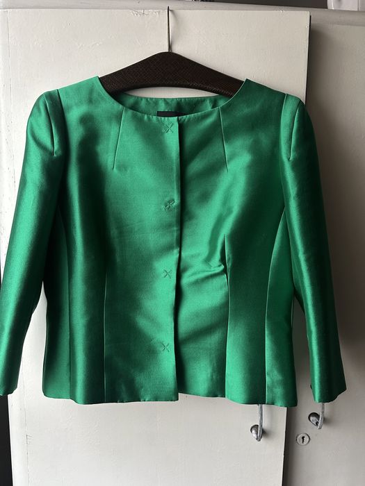 Жакет з шовку та вовни смарагдовтй