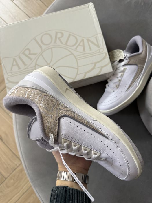 Nike Jordan Retro 2 Nowe Skórzane Sneakersy Męskie Białe 41