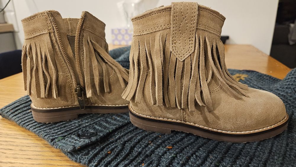 MANGO kozaczki 23 sztyblety kowbojki zamsz boho