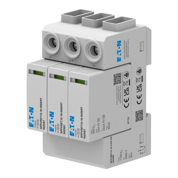 Ogranicznik przepięć do fotowoltaiki 5kA Typ 1 + 2 1000VDC, SPPVRET12-10-2 + PE, EP-502585