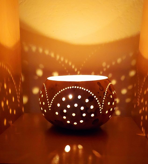 Świecznik z tykwy rękodzieło