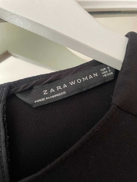 Zara bluzka czarna elegancka perłowe kremowe guziki rękaw 3/4 S 36