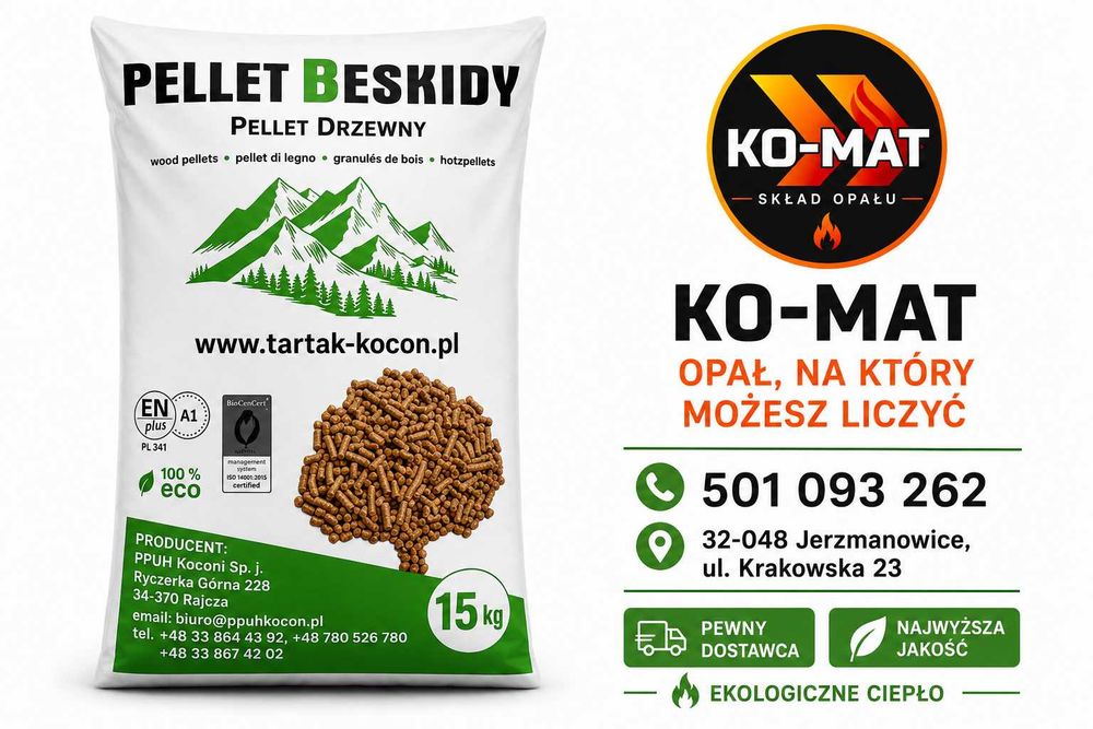 Pellet BESKIDY A1 ENplus  | Certyfikowany Pellet Drzewny | Dostawa
