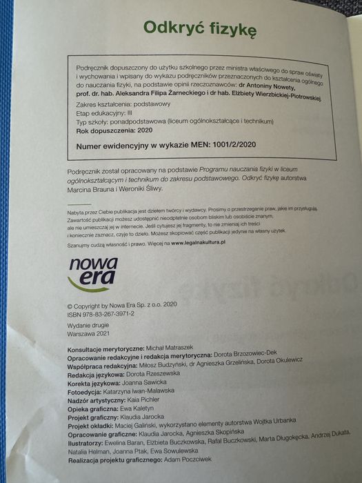 Odkryć fizykę 2.  Nr ew MEN 1001/1/2020