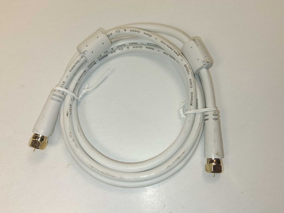 N051 Kabel Antenowy Hama F-F Satelitarny Pozłacany 100dB Filtr Biały