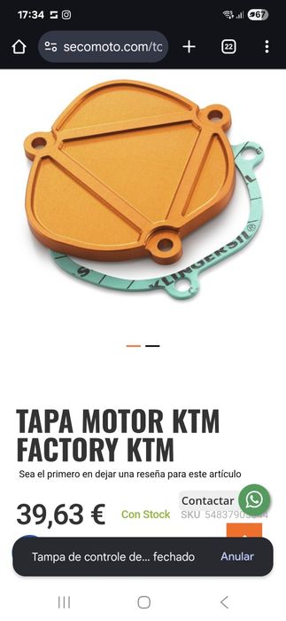 Tampa Válvula de Escape Factory KTM