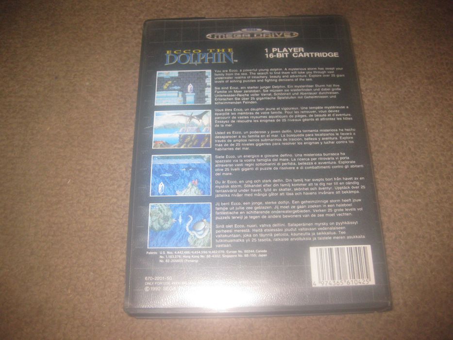 Jogo "Ecco The Dolphin" para Sega Mega Drive/Completo!