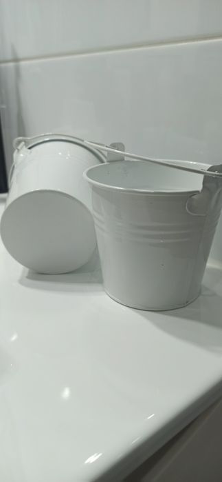 Mini wiaderka dekoracja, osłonka, doniczka biale