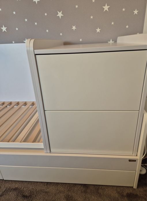 Łózeczko kombi komoda biurko Mokko Alda snow materac karuzela