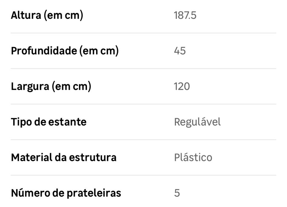 Estante de PVC como nova