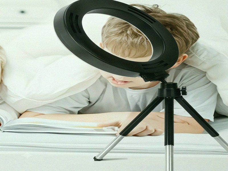 Ring Light Rotativa 360° com Tripé — Streaming, Maquilhagem e Videochamadas