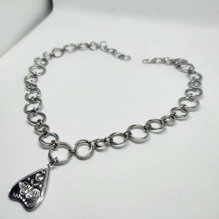Gotycki choker chainmail – stal chirurgiczna 304, amulet planchette