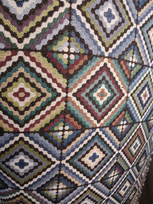 Fotel kolorowy szerokość 75 Lux tkanina romby azul  żakard tkany