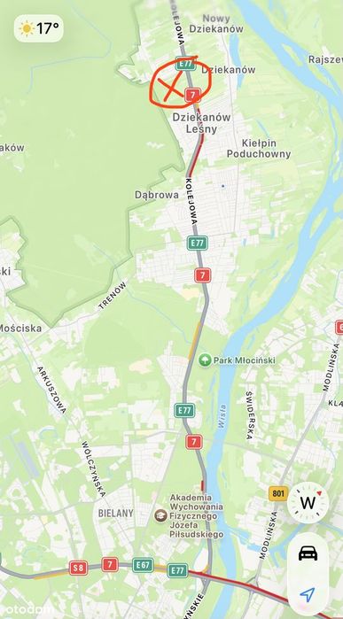 Działka przy Narodowym Parku Kampinowskim i S7. Dziekanów Polski