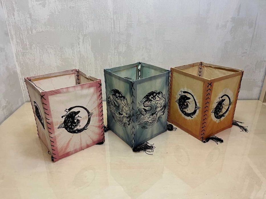 Складной фонарь плафон подвесной в восточном стиле ткань батик