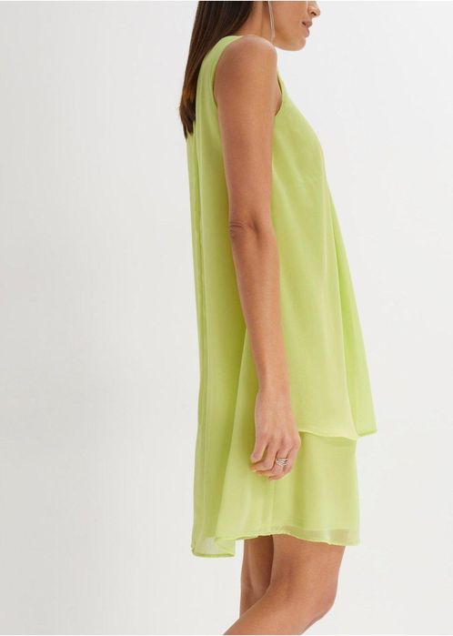 B.P.C sukienka szyfonowa z aplikacją Premium limonkowa ^40