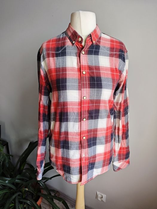 Koszula Levi's Strauss męska retro vintage w krate 100 % bawełna czerwona