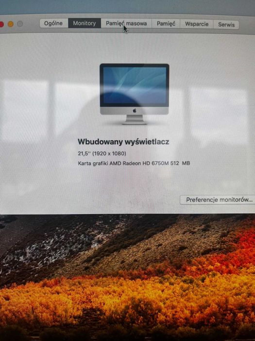 Komputer iMac Apple 21,5 cala i5 8Gbram 240gb ssd
