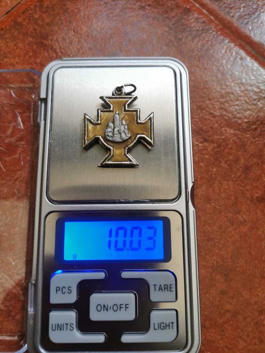 Medalha Religiosa Crusado com Imagem de Fatima - Peça antiga