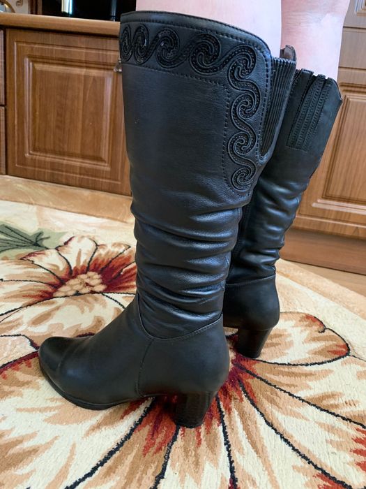 Чоботи жіночі зимові шкіряні на цегейці (сапоги)