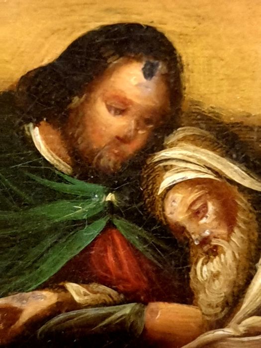 A Peregrinação completada - antiga pintura miniatura em óleo