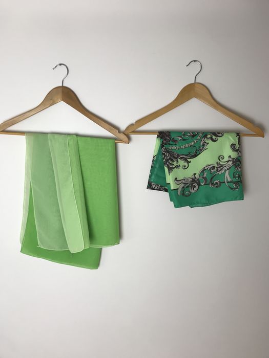 Zestaw 2 zielone pastelowe chusty, pareo we wzory vintage