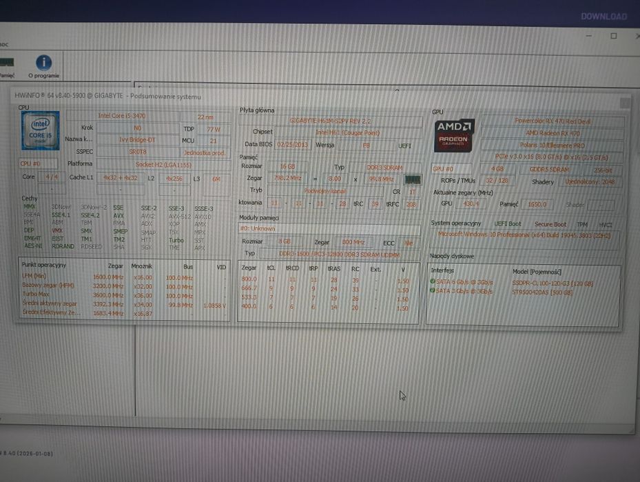 Budżetowy PC do gier / RX 470 / 16GB / SSD / CS2 Fortnite GTA V