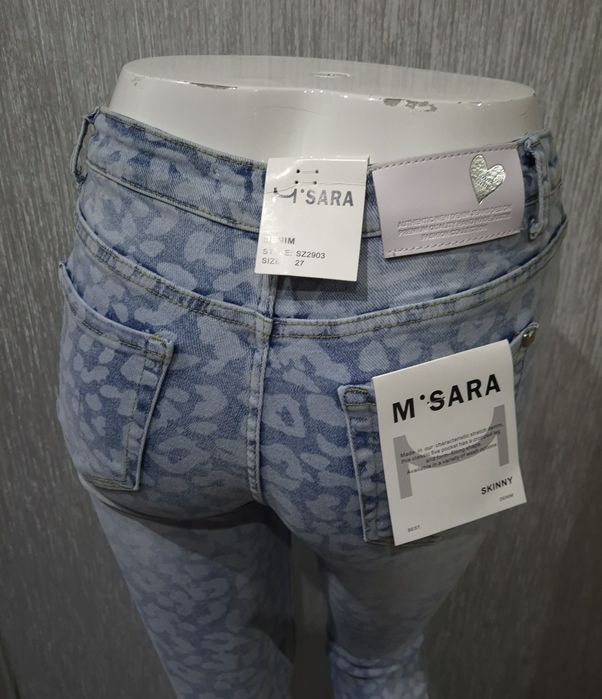 Spodnie rurki jasne jeansowe panterka S