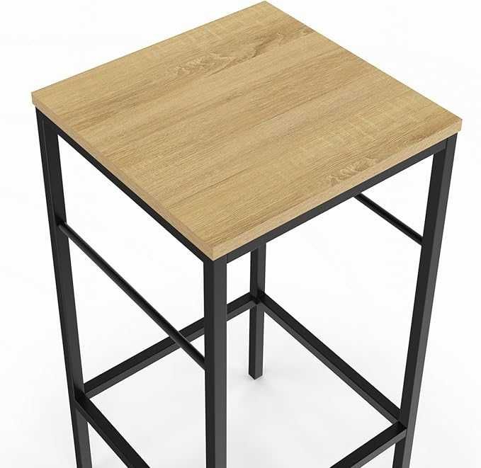 IDMarket (Detroit) - Mesa Alta de Bar 45x95x95 cm + 4 Bancos 32x32x67