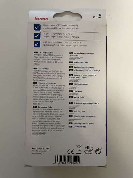 Ładowarka samochodowa microUSB typ B Hama 2000 mA