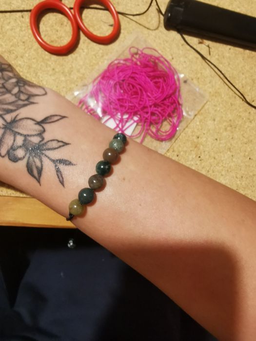 Bransoletka handmade agat mszysty kamienie naturalne