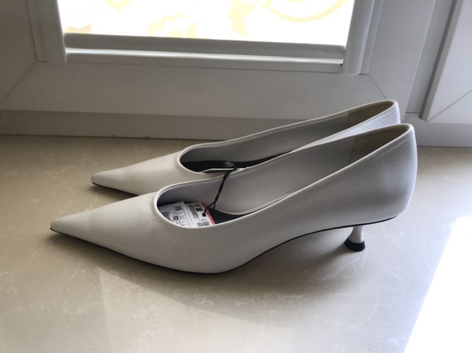 OKAZJA! ZARA nowe buty szpilki białe ślubne r 38 ślub skóra naturalna!
