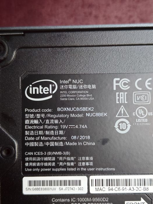 Komputer intel NUC i5-8259U 16GB/512GB Windows 11