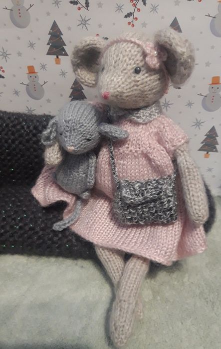Вязаная игрушка, мышка