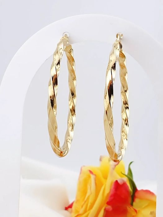 Złote nowe kolczyki koła pr585