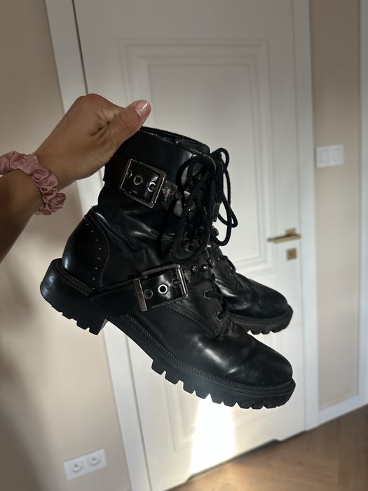 Buty botki zimowe jesienne sztyblety workery rock cyrkonie